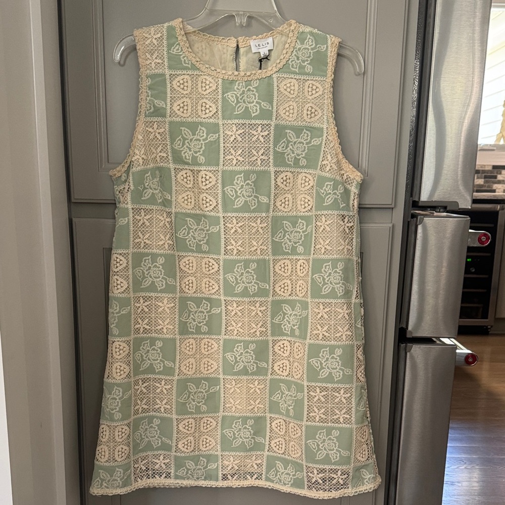 Le Lis Mint and Beige Checkered Mini Dress